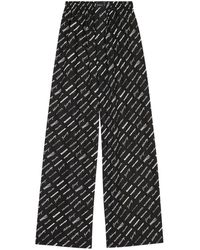 Balenciaga - Logo Print Wide-leg Trousers - Lyst