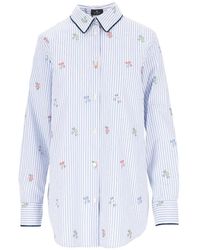 Etro - Striped Floral-Embroidered Shirt - Lyst