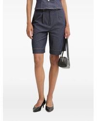 Morgan - Pleated Denim Shorts - Lyst