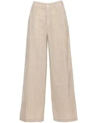 120% Lino - Vertical-Stripe Linen Trousers - Lyst