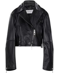Sportmax - Fringe-Detail Biker Leather Jacket - Lyst