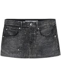 Alexander Wang - Crystal Embellished Denim Mini Skirt - Lyst