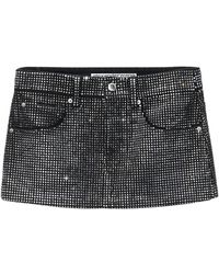 Alexander Wang - Crystal Embellished Denim Mini Skirt - Lyst