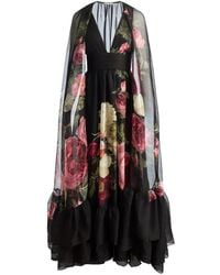Alice + Olivia - Roya Floral-Print Cape-Sleeve Maxi Dress - Lyst