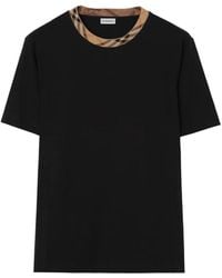 Burberry - Check Trim Relaxed Fit Cotton T-Shirt - Lyst