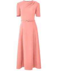 Carolina Herrera - Draped Belted Midi Dress - Lyst