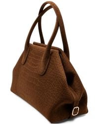 THEMOIRÈ - Talia Croc-Effect Suede Tote Bag - Lyst