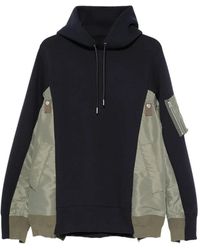 Sacai - Panelled Zip-Pocket Hoodie - Lyst