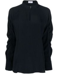 Ferragamo - Keyhole-Neck Longsleeved Silk Blouse - Lyst