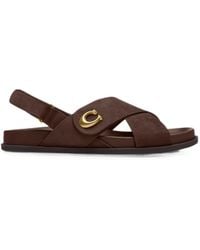 COACH - Logo-Plaque Crossover-Strap Sandals - Lyst