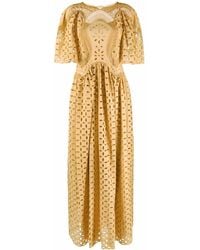Alberta Ferretti - Broderie Anglaise Maxi Dress - Lyst