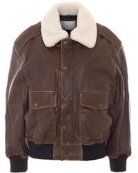 DUNST - Shearling-Collar Leather Jacket - Lyst
