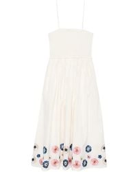 Antik Batik - Floral-Embroidered Midi Dress - Lyst