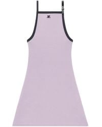 Courreges - Robe Courte En Coton À Logo Brodé - Lyst