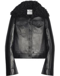 Courreges - Shearling-Collar Leather Jacket - Lyst