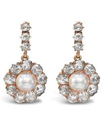 Pragnell Vintage - Victorian パール&ダイヤモンド ピアス 18kローズゴールド - Lyst