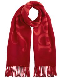 Tommy Hilfiger - Logo-Intarsia Fringed Wool Scarf - Lyst