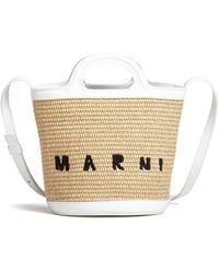 Marni - Tropicalia Logo-embroidered Raffia Bucket Bag - Lyst