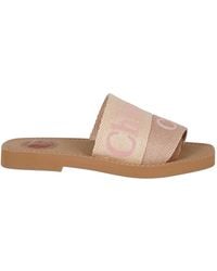 Chloé - Woody Logo-Embroidered Sandals - Lyst