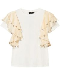 Twinset - Ruffled Embellished T-Shirt - Lyst