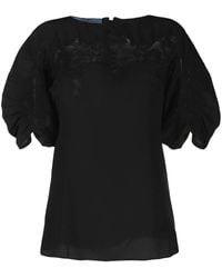 Prada - Lace-Panel Silk Blouse - Lyst