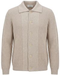 Lardini - Ribbed-Knit Button-Down Wool Cardigan - Lyst