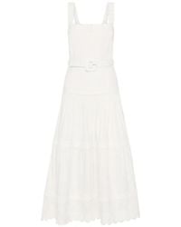 Rebecca Vallance - Kahlia Ivory Linen Blend Midi Dress With Belt - Lyst