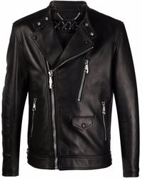 Philipp Plein - Veste de moto à logo embossé - Lyst