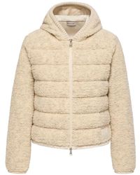Moncler - Fleece-Texture Logo-Patch Puffer Jacket - Lyst