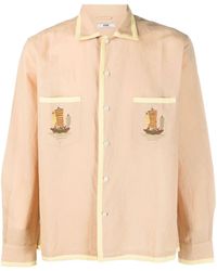 Bode - Embroidered-edge Cotton-linen-blend Shirt - Lyst