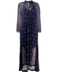 Baum und Pferdgarten Floral Print Sheer Maxi Dress - Blue