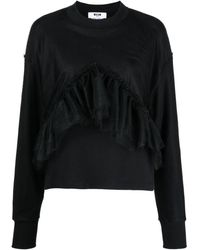 MSGM - Ruffled Cotton Sweatshirt - Lyst
