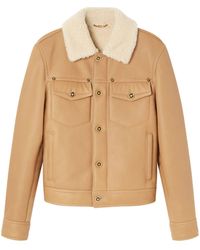 Versace - Shearling-collar Panelled Leather Jacket - Lyst