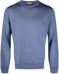 Canali - Sweat en soie mélangée à col rond - Lyst