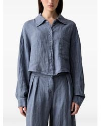 ViCOLO - Cropped Button-Down Linen Shirt - Lyst
