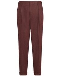 Brunello Cucinelli - Virgin Wool And Cashmere Flannel Trousers With Double Pleats - Lyst