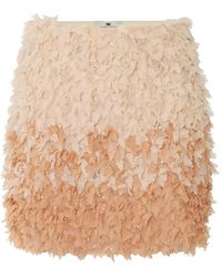 Elisabetta Franchi - Tulle Miniskirt With Floral Embroideries - Lyst