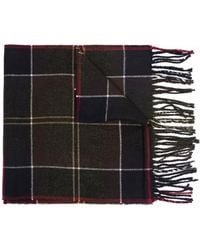 Barbour - Check-Print Fringed Scarf - Lyst