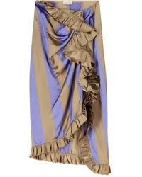 Dries Van Noten - Falda midi a rayas con volantes - Lyst