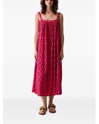 Benetton - Geometric-Print Tie-Back Maxi Dress - Lyst