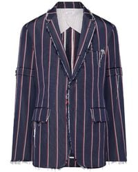 Thom Browne - Gestreepte Mogador Sportjas Met Banden En Franje - Lyst