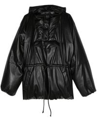 Nanushka - Faux-Leather Hooded Puffer Coat - Lyst