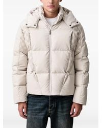 Off-White c/o Virgil Abloh - Bookish Logo-Pattern Hooded Puffer Jacket - Lyst