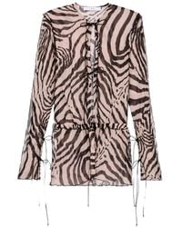 IRO - Trecy Zebra-Print Ruffled-Trim Top - Lyst