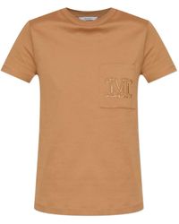 Max Mara - T-Shirt mit bestickter Tasche - Lyst
