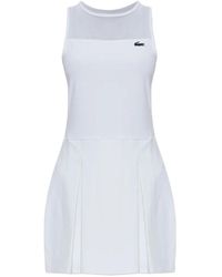 Lacoste - Pleated Mesh-Panel Dress - Lyst