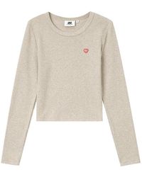 Chocoolate - Heart-Patch Ribbed-Knit Long-Sleeved T-Shirt - Lyst