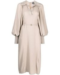 Lorena Antoniazzi - Spread-Collar Belted Midi Dress - Lyst
