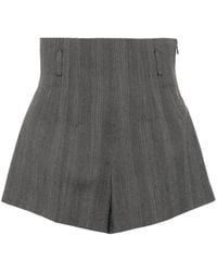 Prada - Wool Pleated Shorts - Lyst