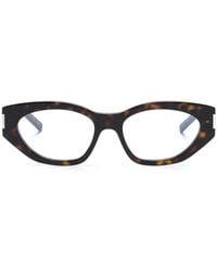 Saint Laurent - Cat-Eye Tortoiseshell-Effect Glasses - Lyst